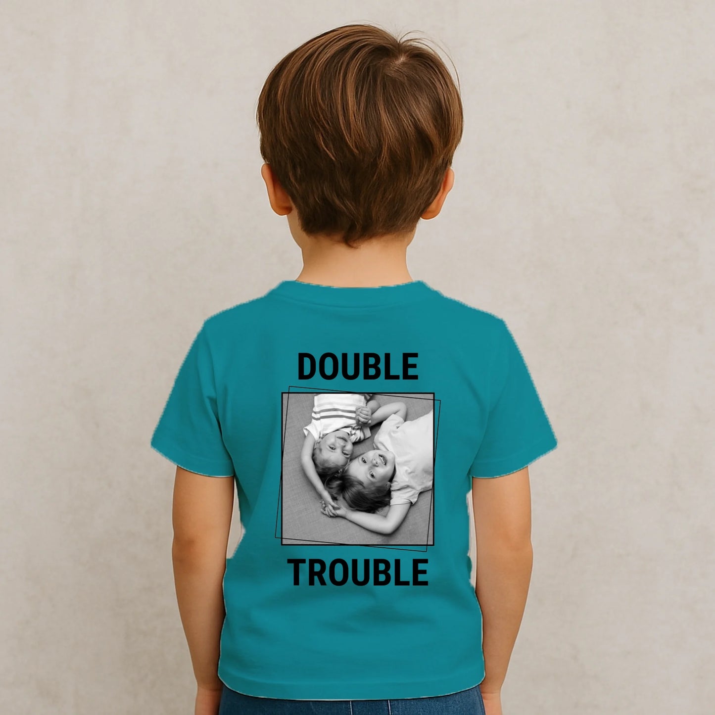 Personalisiertes Kinder-T-Shirt - Double oder Triple Trouble aus Baumwolle, alternative Produktansicht