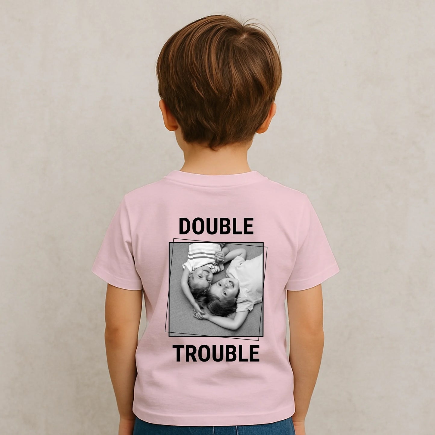 Personalisiertes Kinder-T-Shirt - Double oder Triple Trouble aus Baumwolle, weitere Produktansicht
