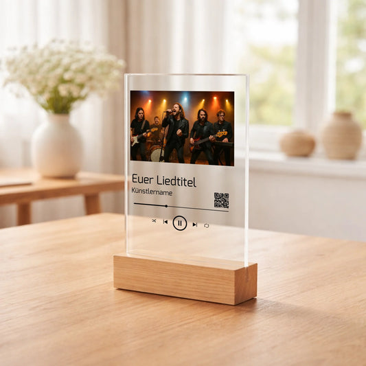 Personalisierter Acrylaufsteller Eure Songs auf Spotify mit QR-Code aus Acrylglas