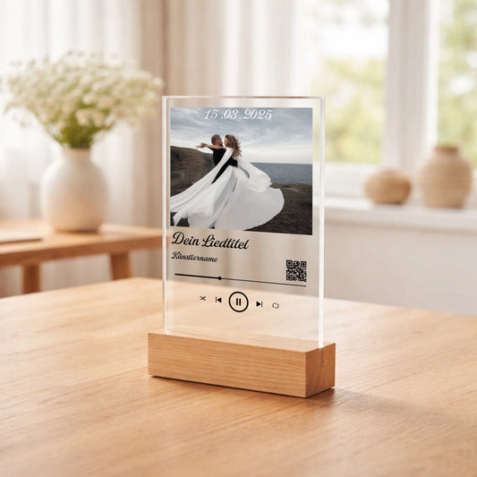 Personalisierter Acrylaufsteller Hochzeitslied auf Spotify aus Acrylglas