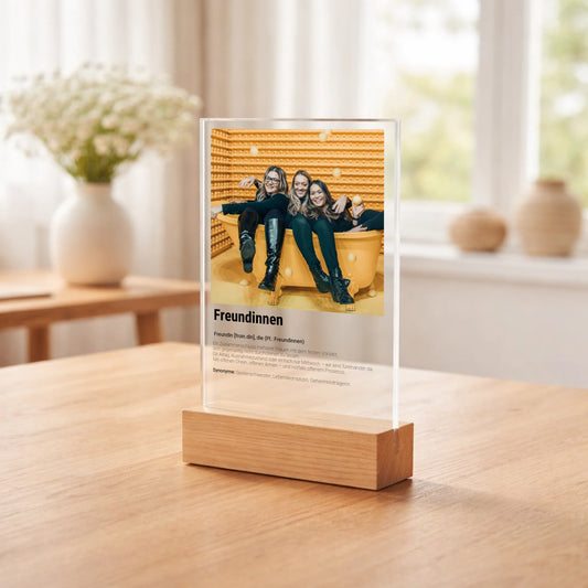 Personalisierter Acrylaufsteller Freundinnen aus Acrylglas