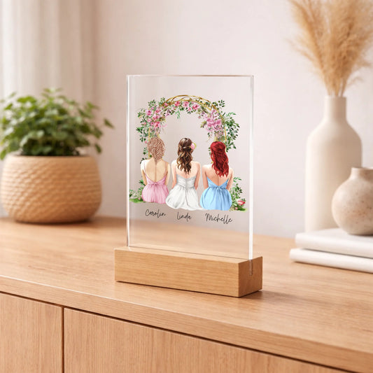 Personalisierter Acrylaufsteller Brautjungfern aus Acrylglas, weitere Produktansicht