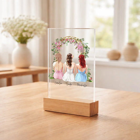 Personalisierter Acrylaufsteller Brautjungfern aus Acrylglas