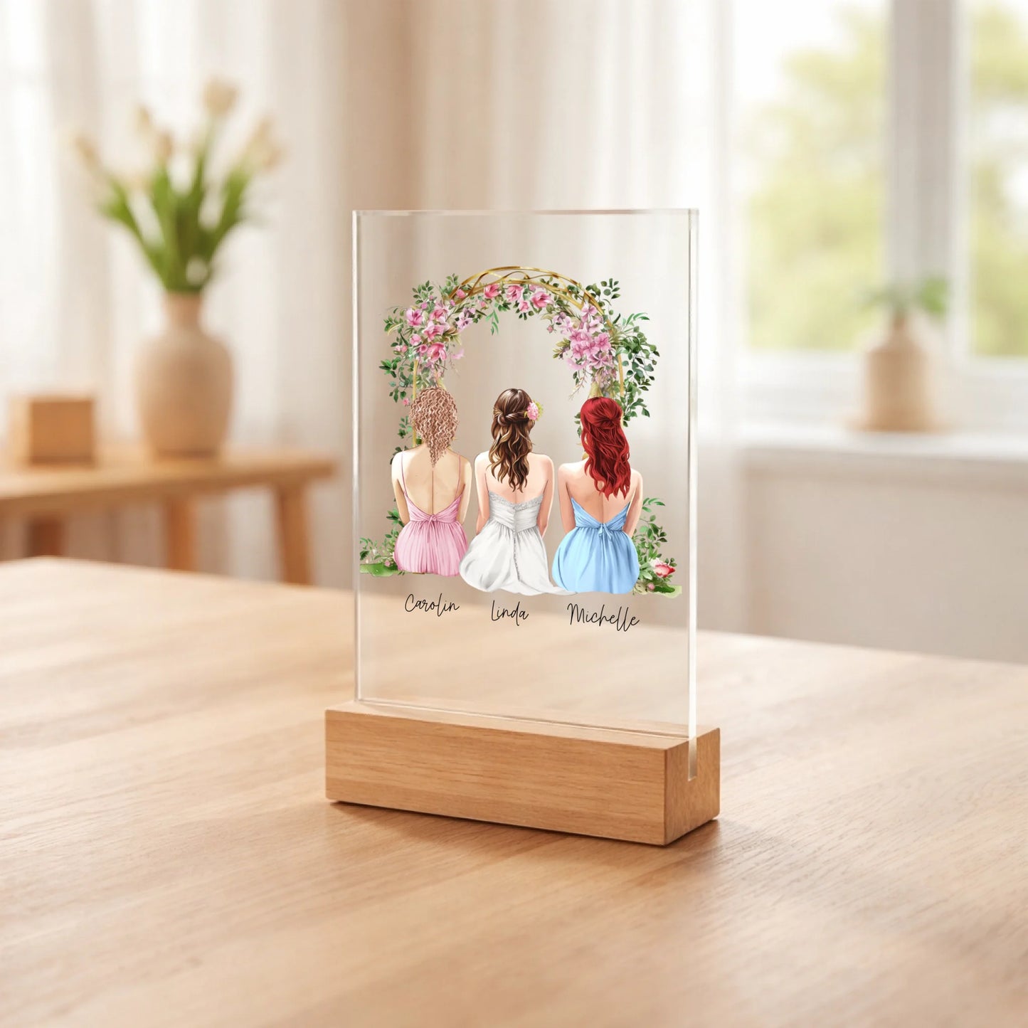 Personalisierter Acrylaufsteller Brautjungfern aus Acrylglas, zusätzliche Produktansicht