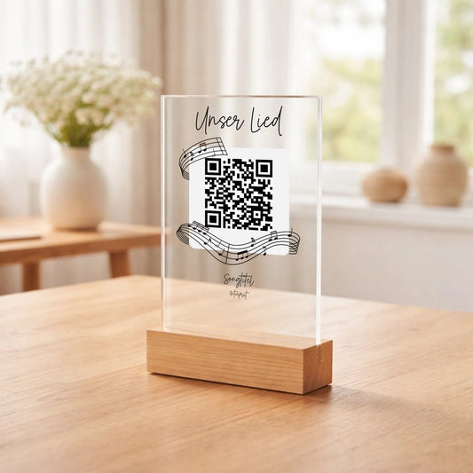 Personalisierter Acrylaufsteller QR Code euer Song auf Spotify aus Acrylglas