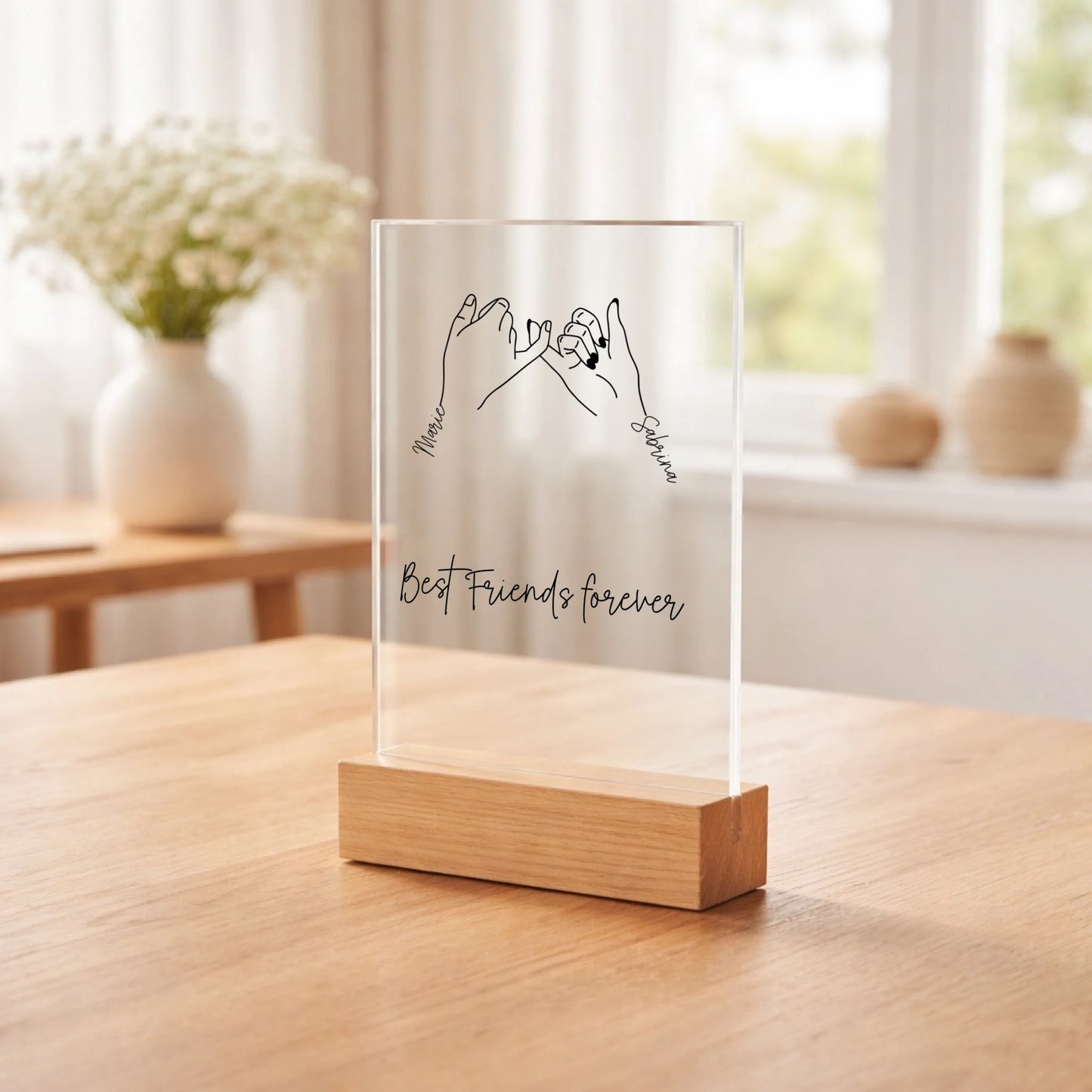 Personalisierter Acrylaufsteller Besties aus Acrylglas