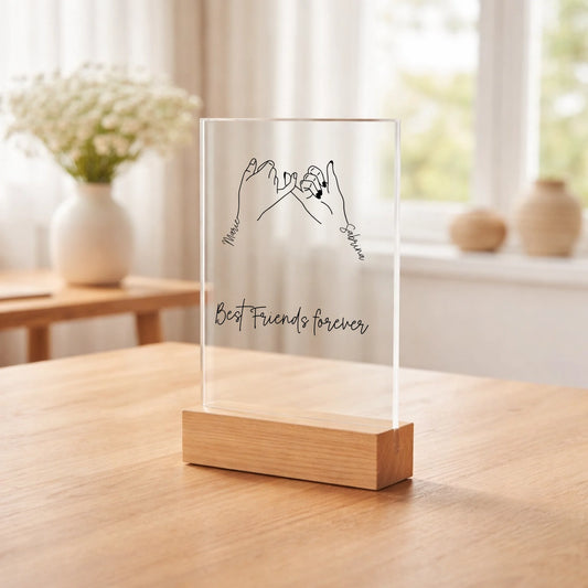 Personalisierter Acrylaufsteller Besties aus Acrylglas
