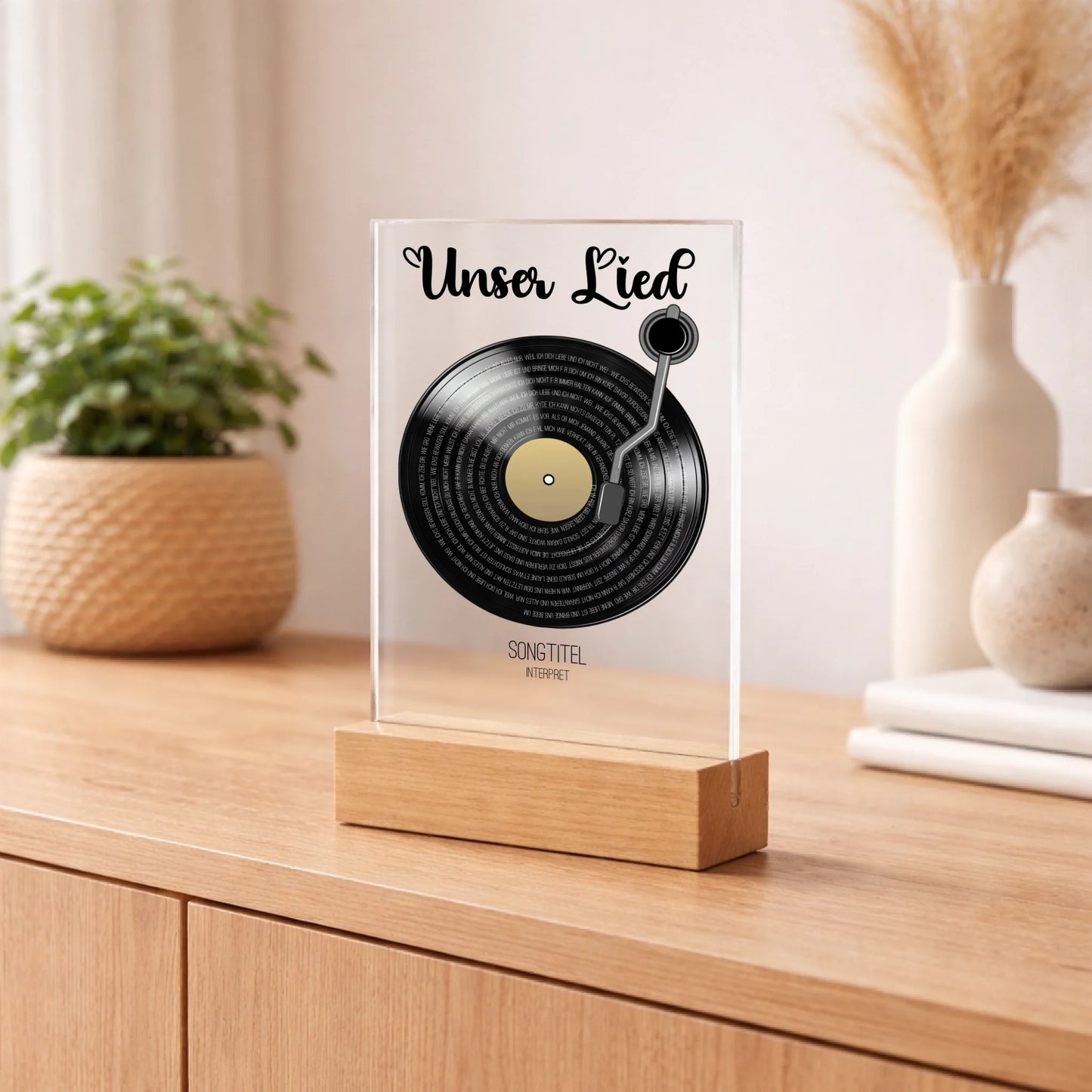Personalisierter Acrylaufsteller Schallplatte aus Acrylglas, alternative Produktansicht
