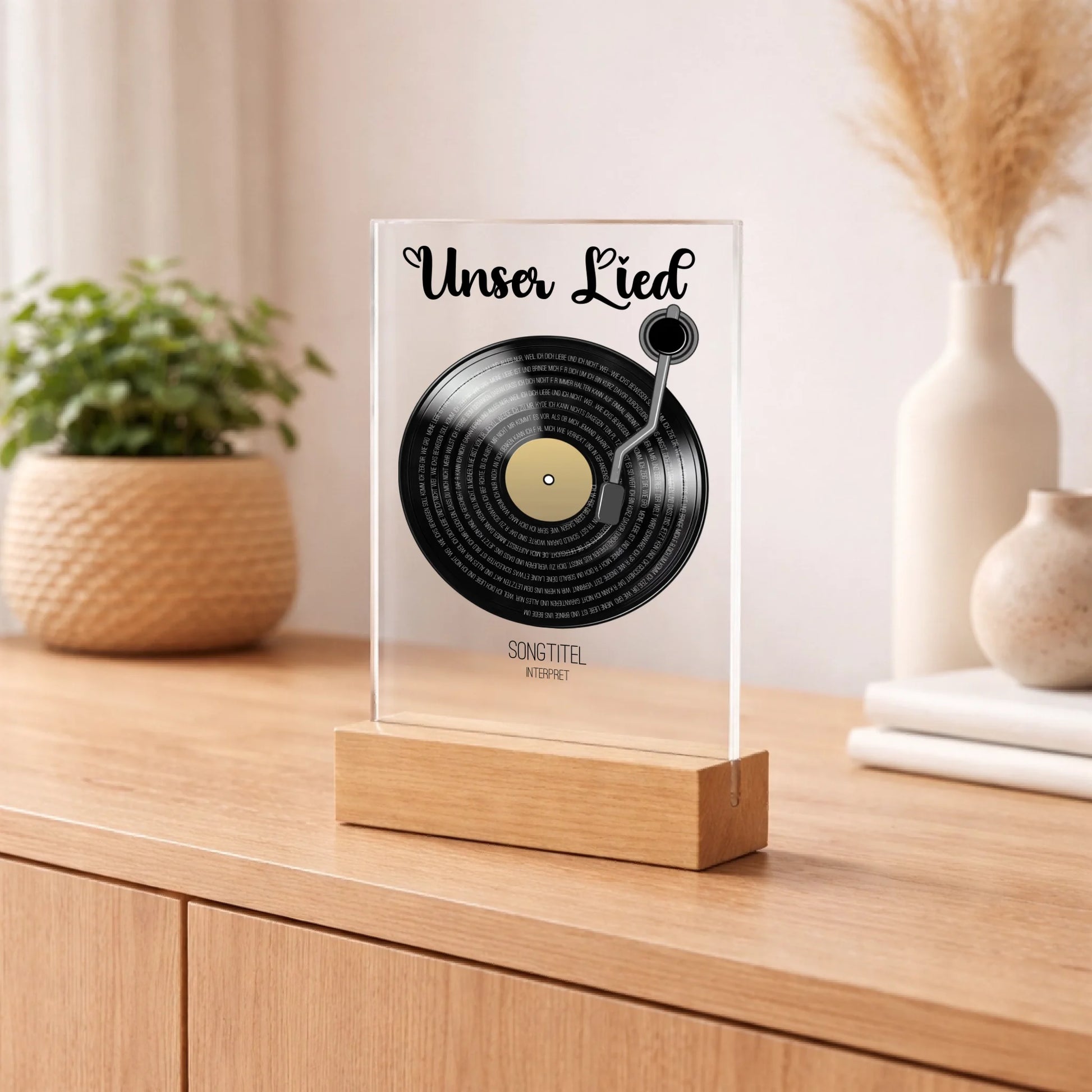 Personalisierter Acrylaufsteller Schallplatte aus Acrylglas, alternative Produktansicht