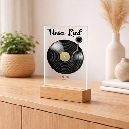 Personalisierter Acrylaufsteller Schallplatte aus Acrylglas, alternative Produktansicht