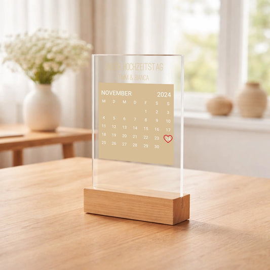 Personalisierter Acrylaufsteller Kalender aus Acrylglas