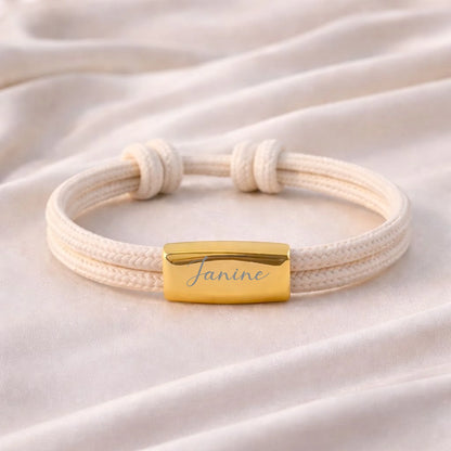 Personalisierbares Armband mit Namen aus Segeltau mit Gravur, alternative Produktansicht