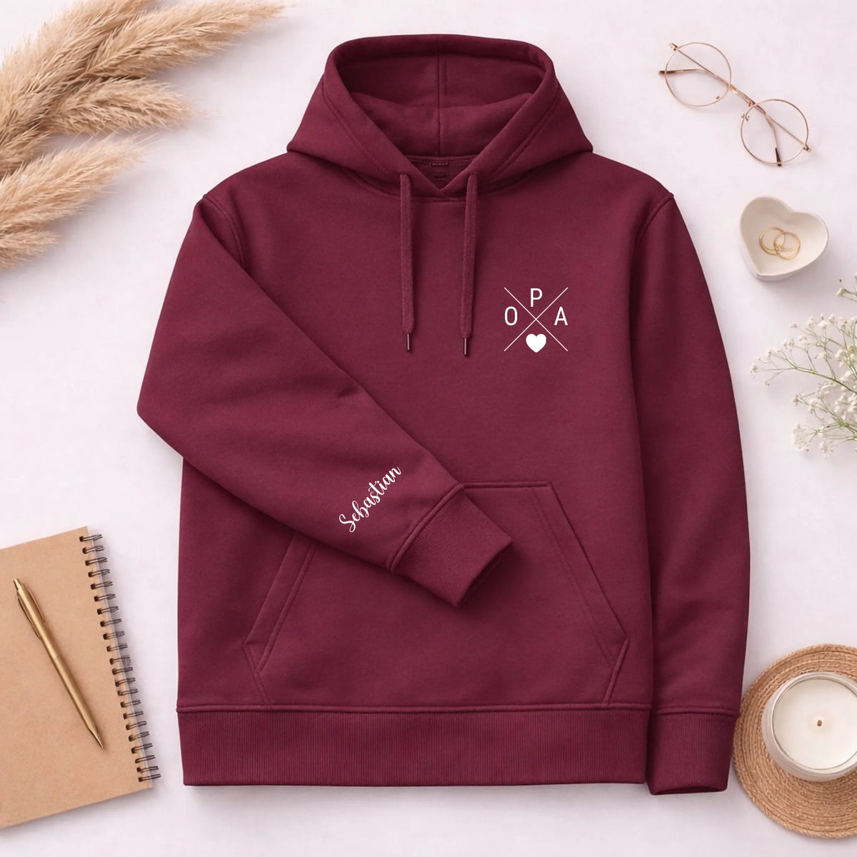 Hoodie mit Motiv „Opa und Enkel“ und Ärmeldruck