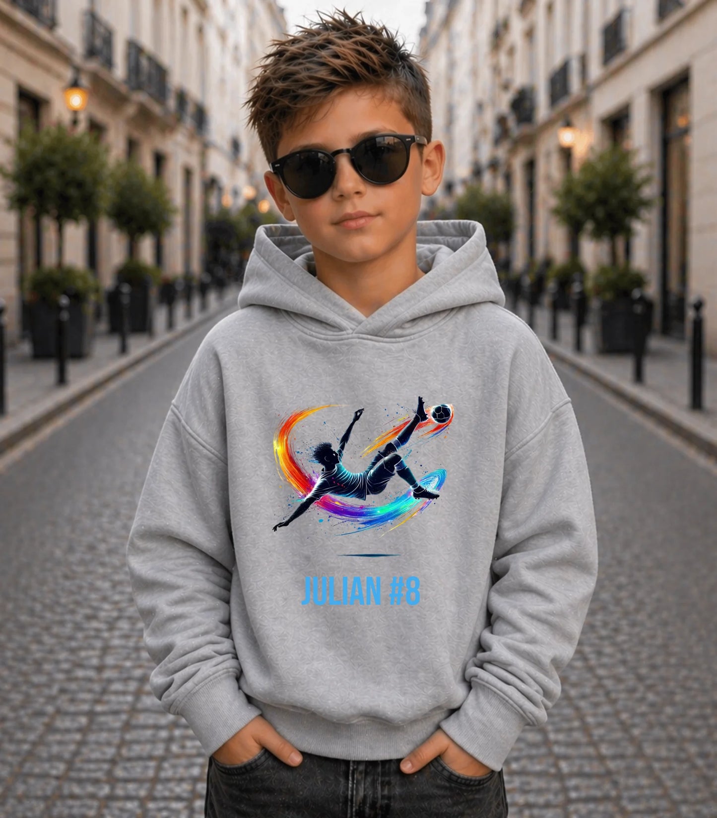 FamilySurprise-Kinder-Hoodie-vorne-junge-grau