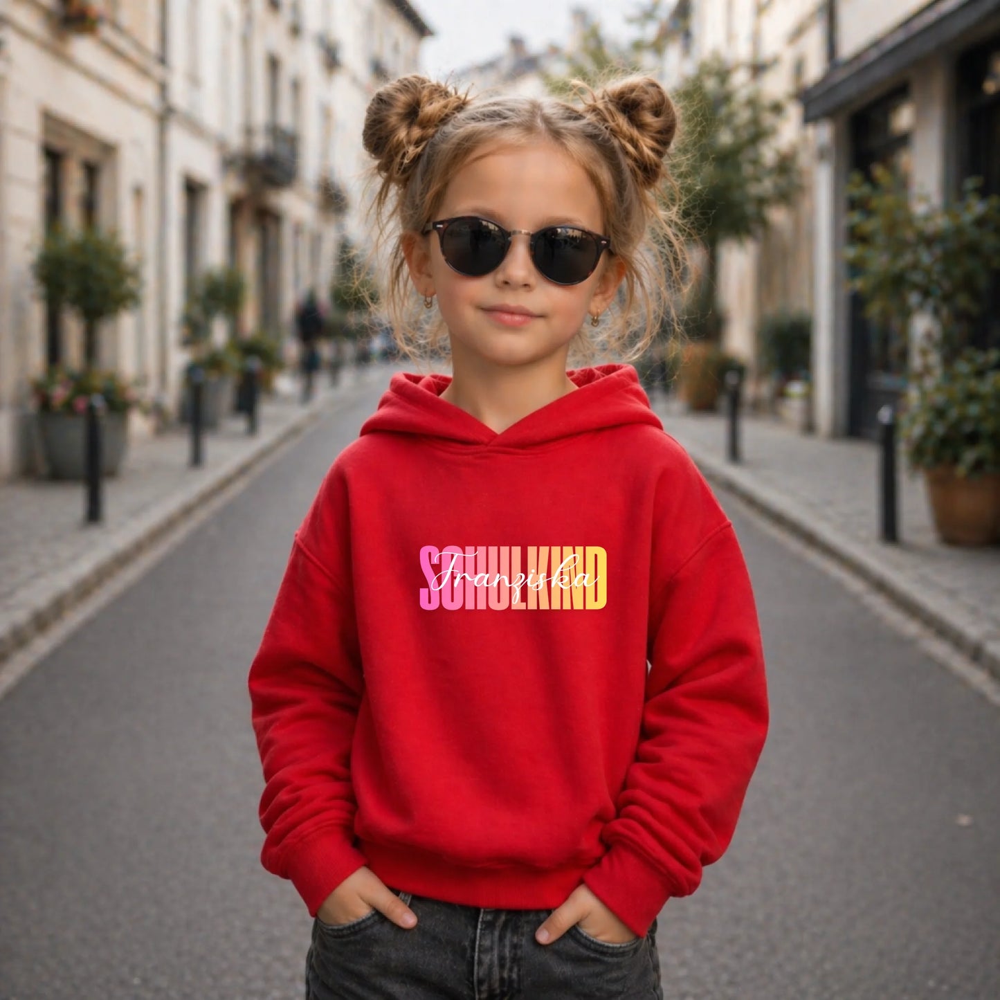FamilySurprise-Kinder-Hoodie-vorne-mädchen-rot