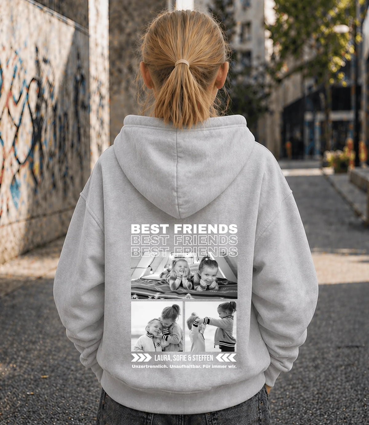 FamilySurprise-Kinderhoodie- mädchen-hinten-grau