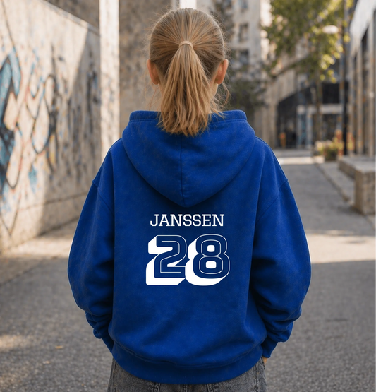 FamilySurprise-Kinderhoodie- mädchen-hinten-blau