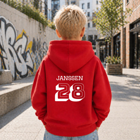 FamilySurprise-Kinderhoodie- junge-hinten-rot