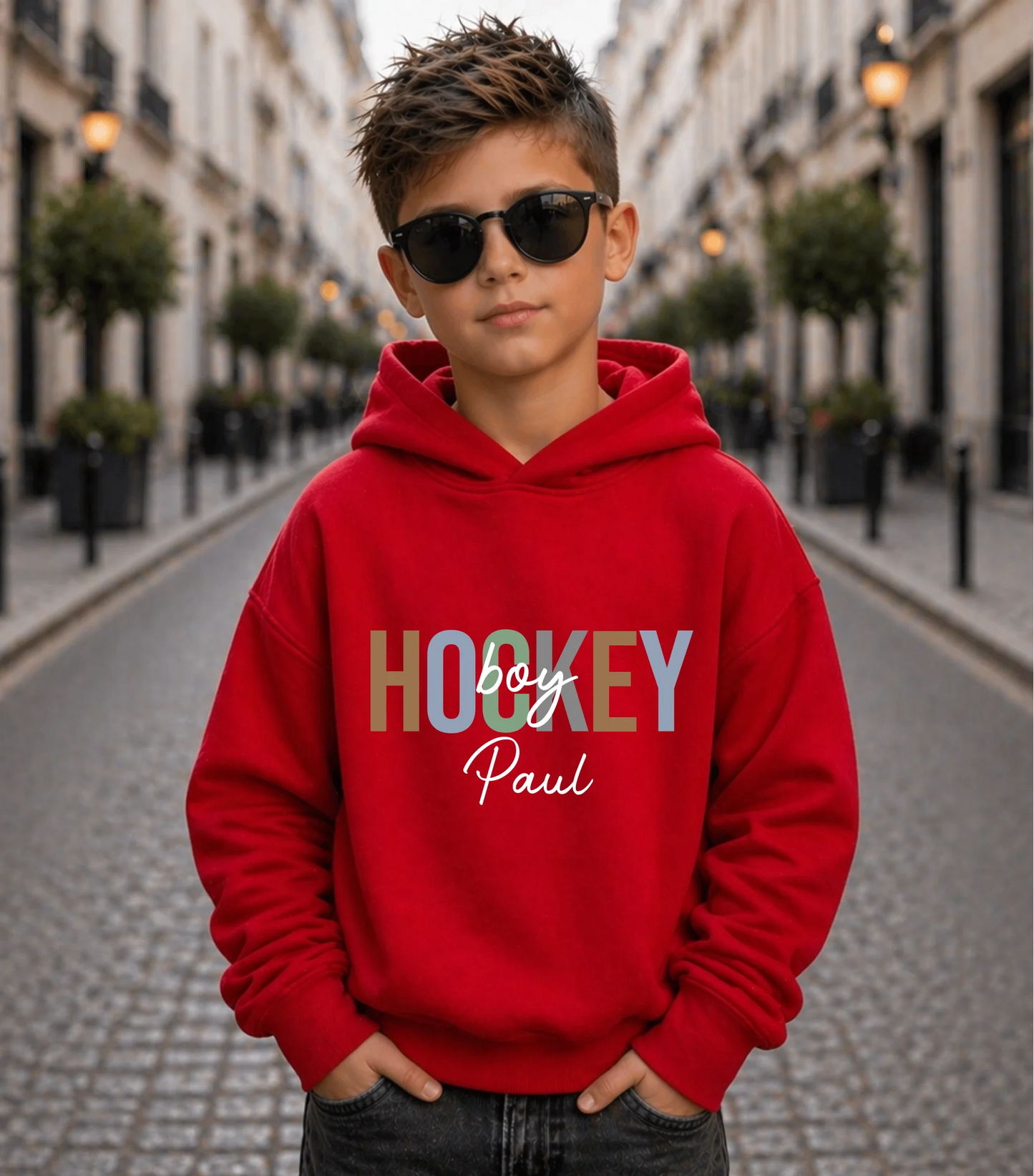 FamilySurprise-Kinder-Hoodie-vorne-junge-rot