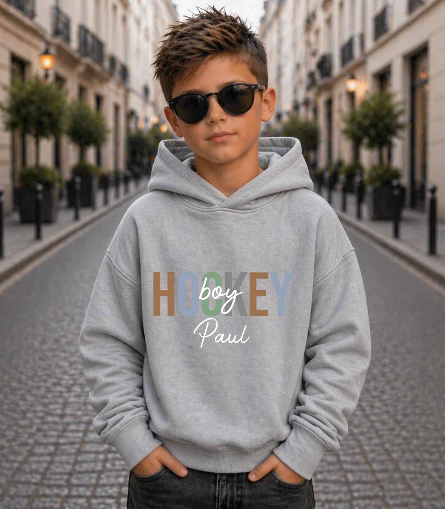 FamilySurprise-Kinder-Hoodie-vorne-junge-grau