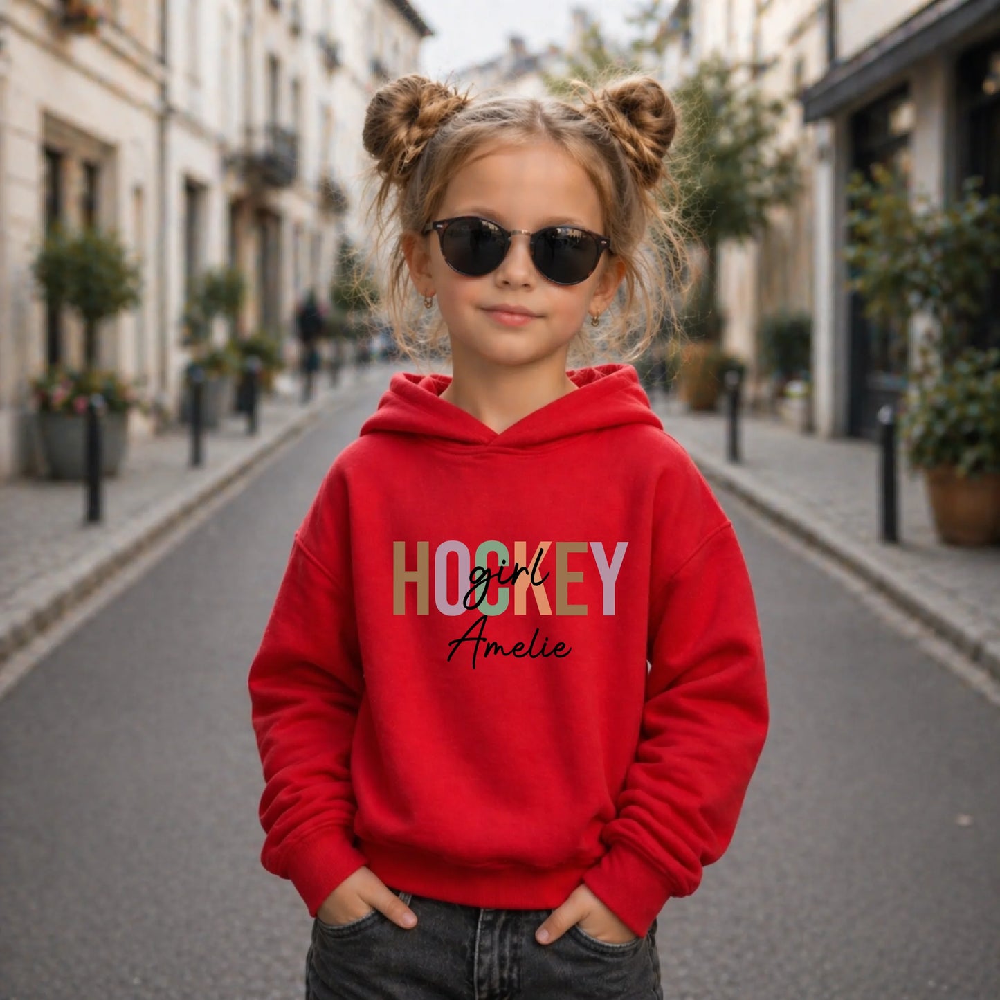 FamilySurprise-Kinder-Hoodie-vorne-mädchen-rot