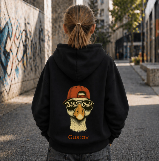FamilySurprise-Kinderhoodie- mädchen-hinten-schwarz