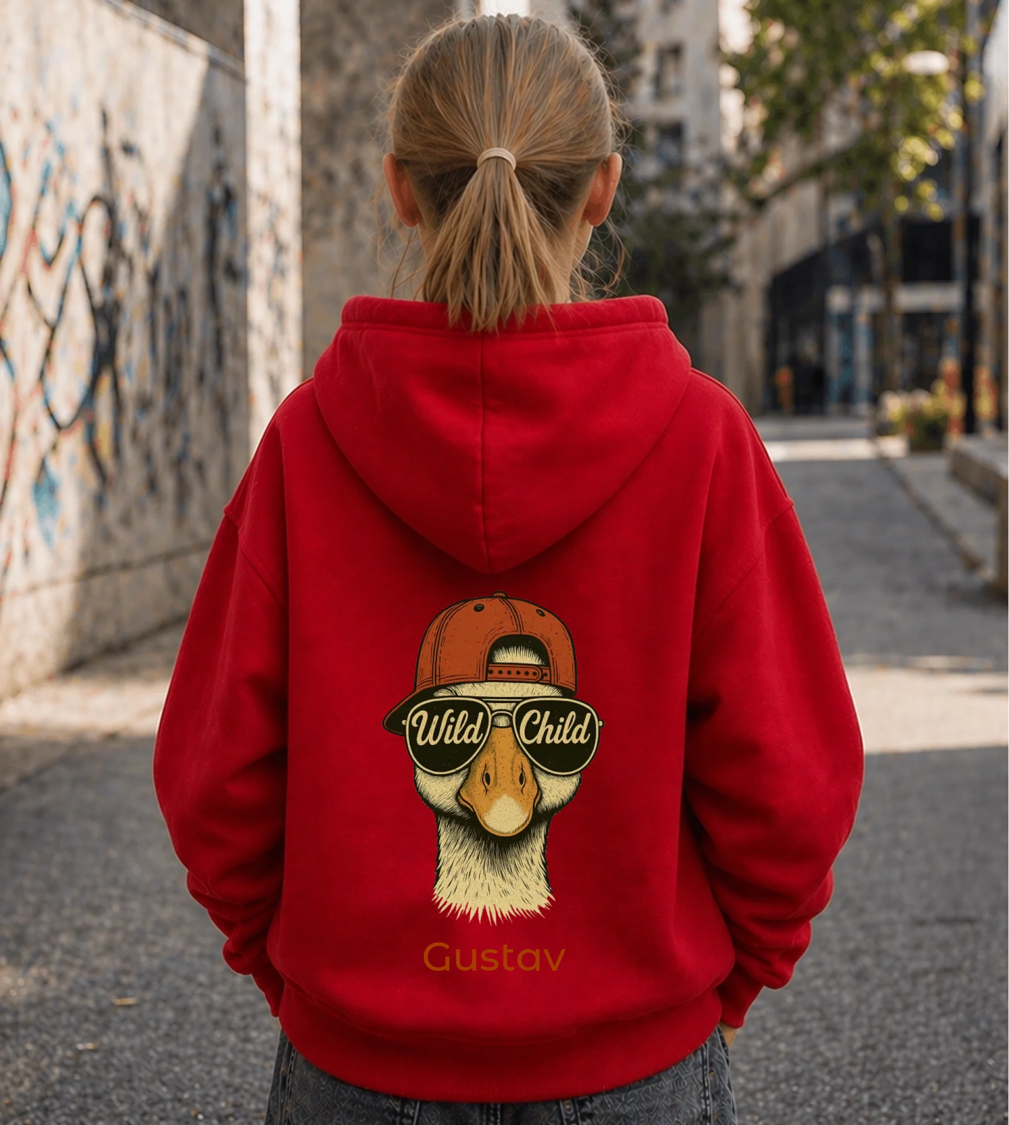 FamilySurprise-Kinderhoodie- mädchen-hinten-rot