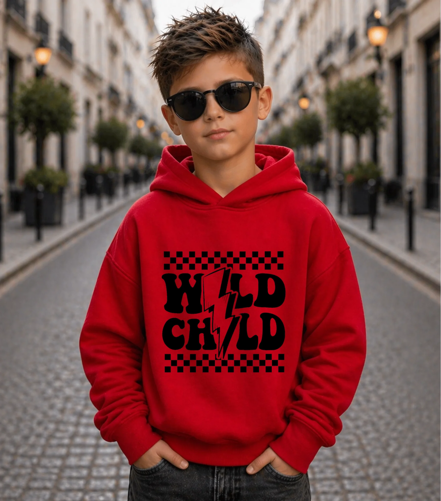 FamilySurprise-Kinder-Hoodie-vorne-junge-rot