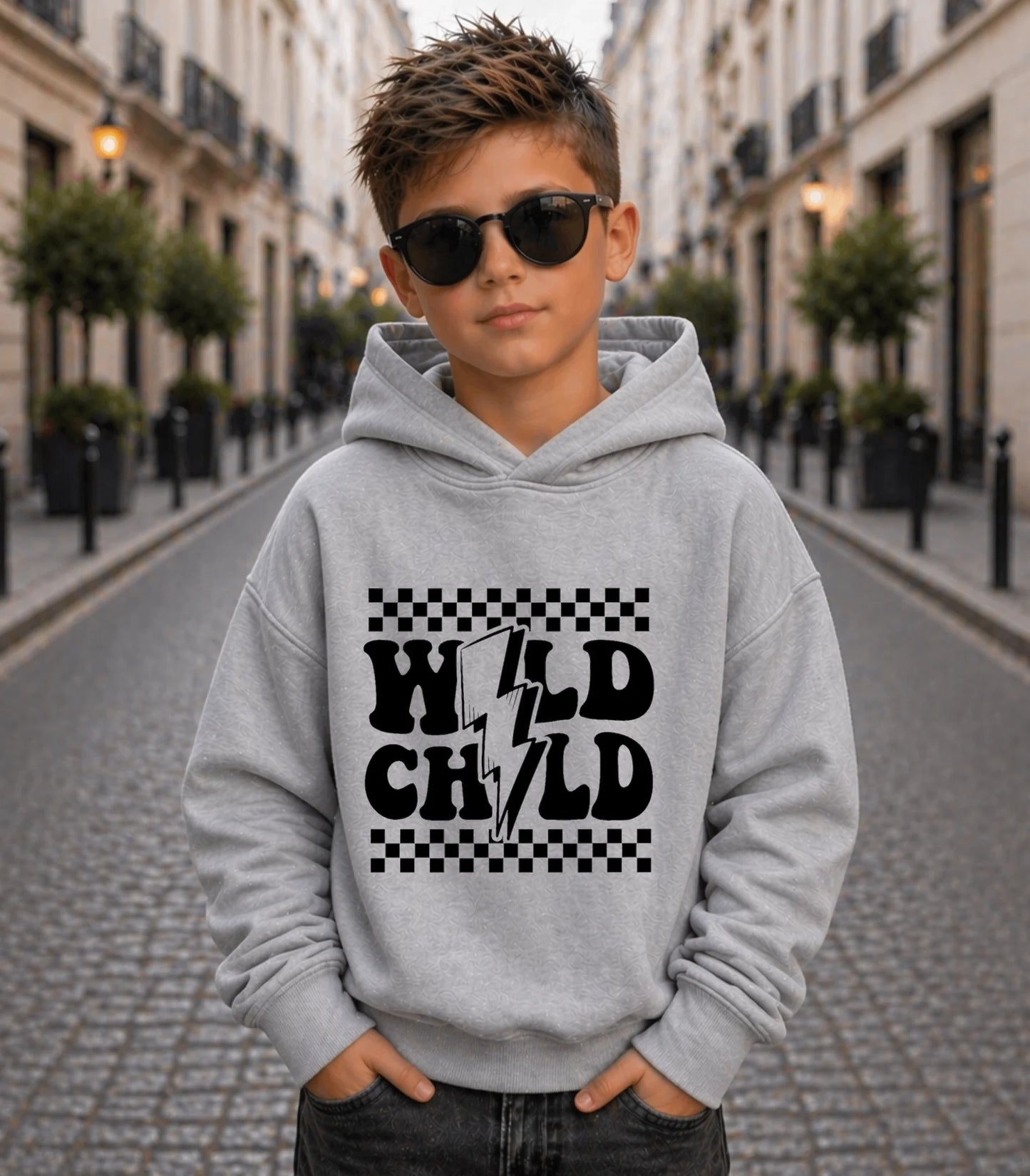 FamilySurprise-Kinder-Hoodie-vorne-junge-grau