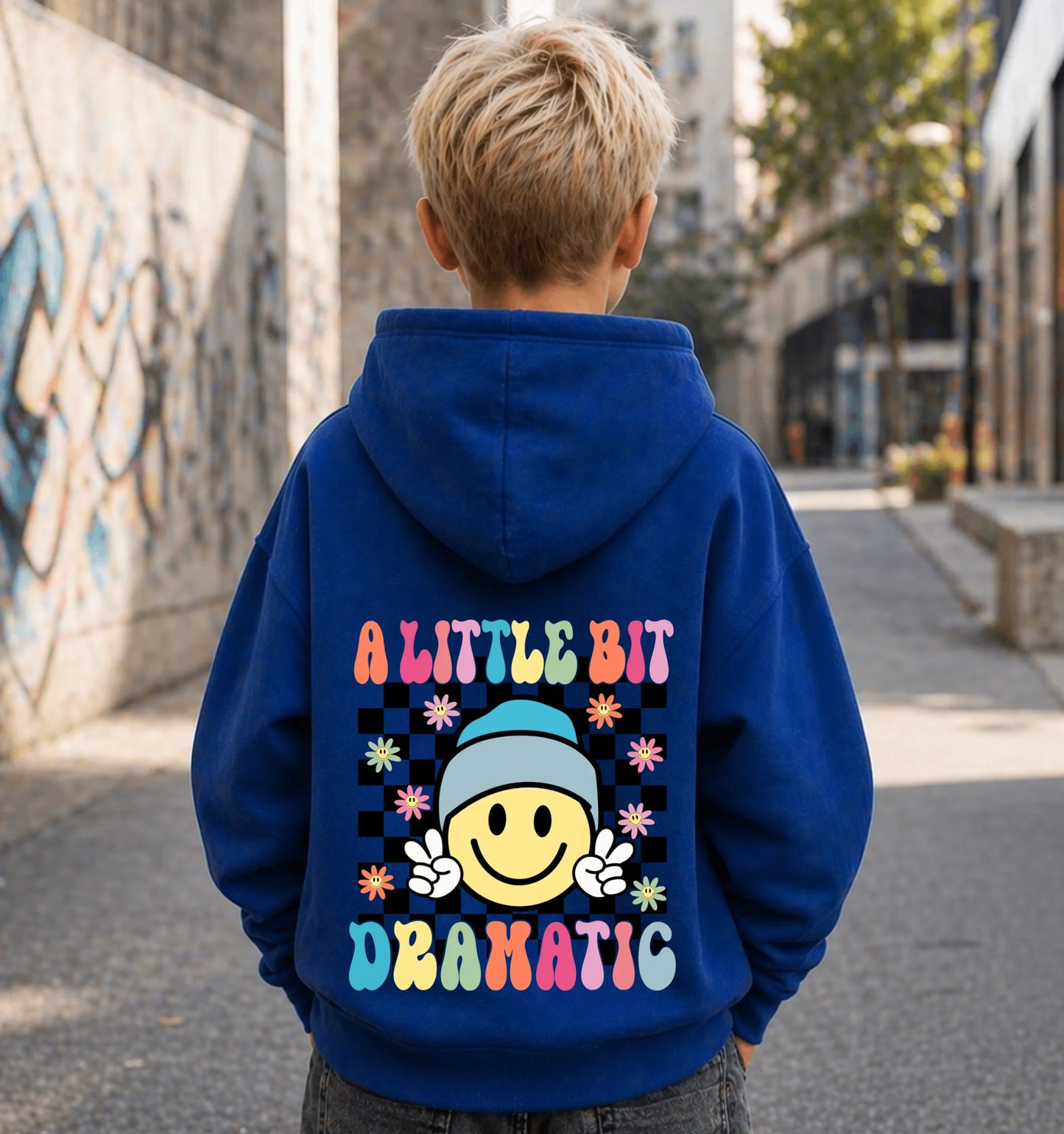FamilySurprise-Kinderhoodie- junge-hinten-blau