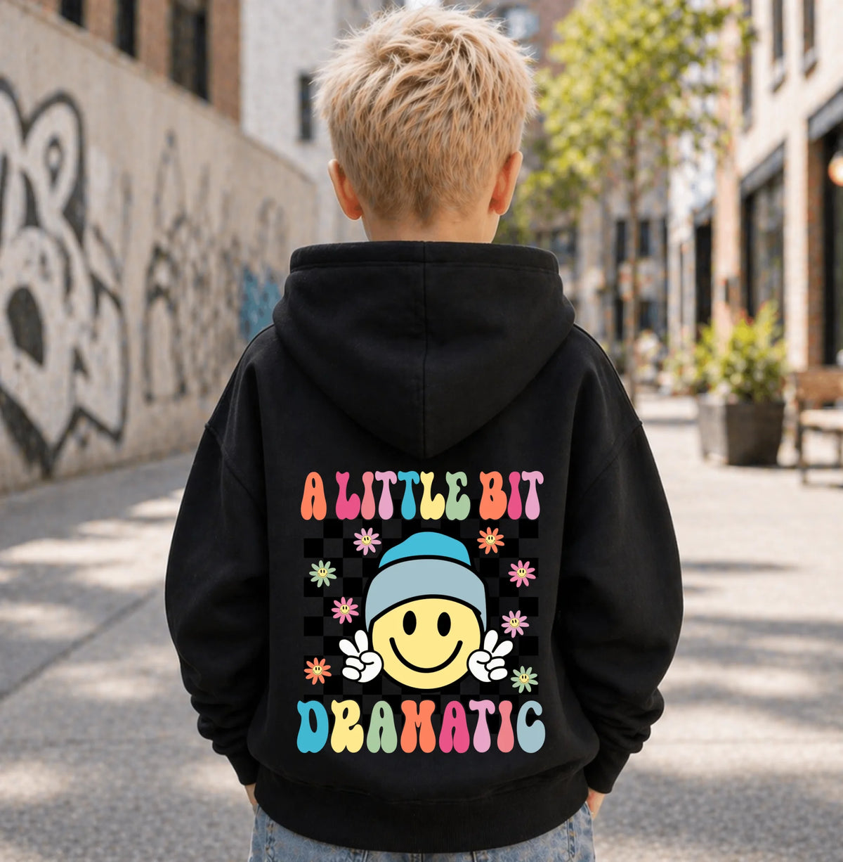 FamilySurprise-Kinderhoodie- junge-hinten-schwarz
