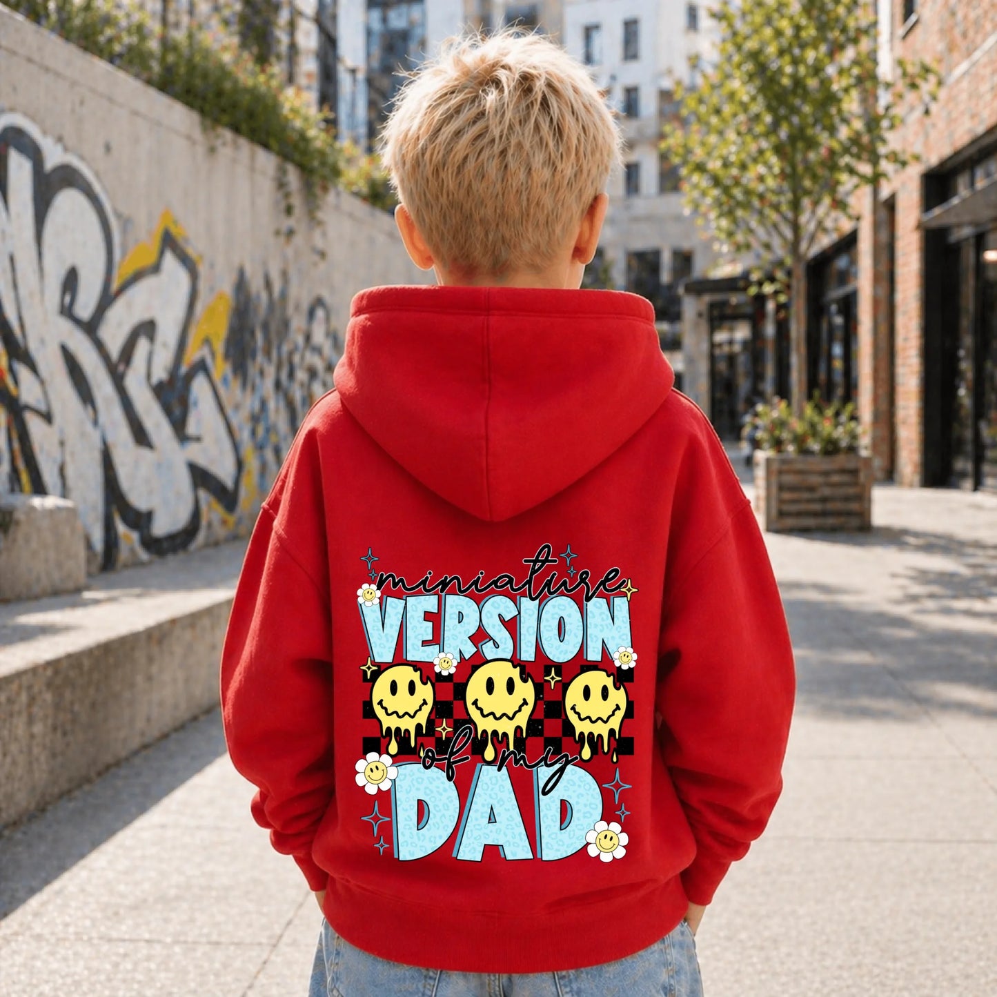 FamilySurprise-Kinderhoodie- junge-hinten-rot