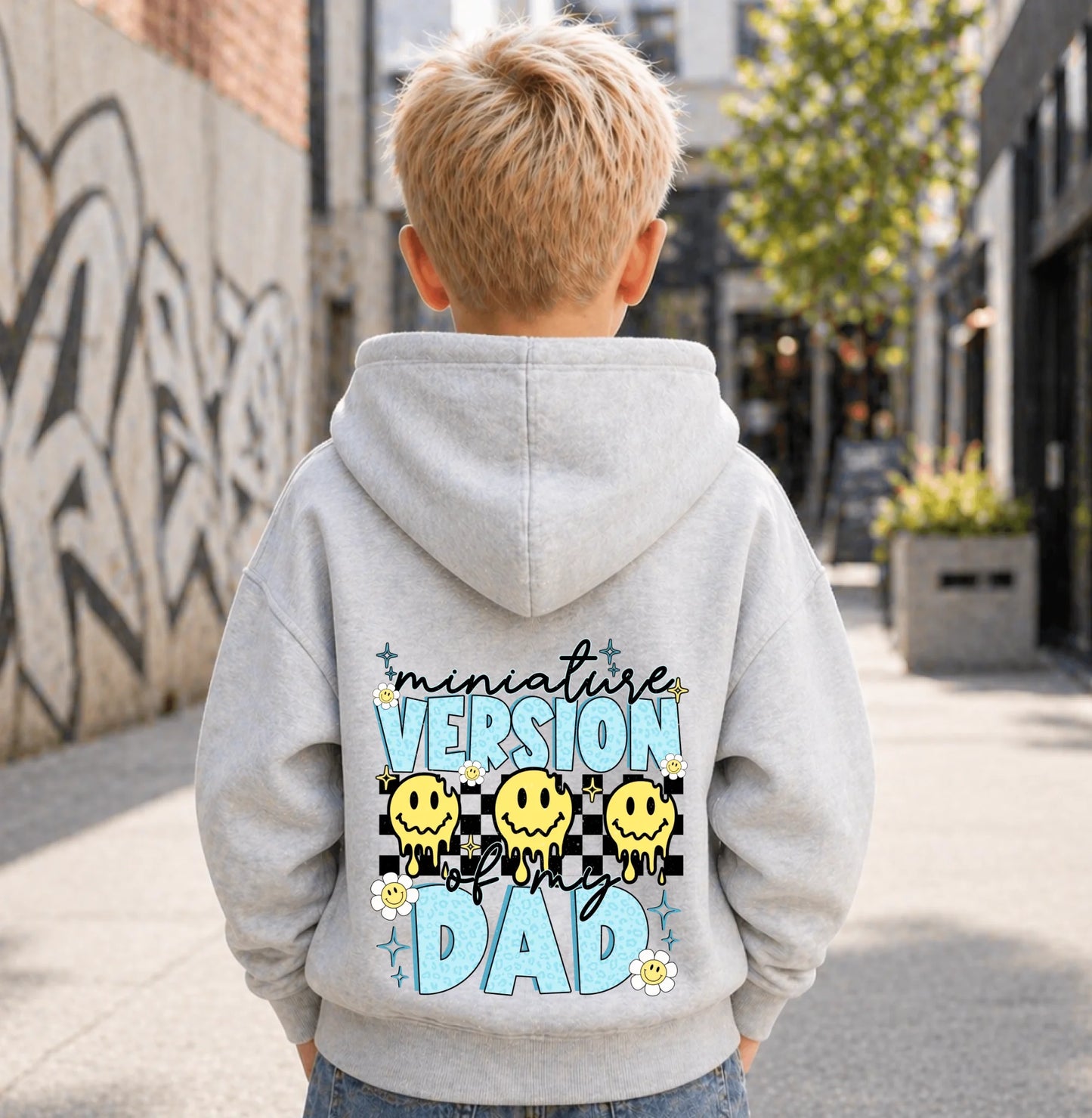 FamilySurprise-Kinderhoodie- junge-hinten-grau