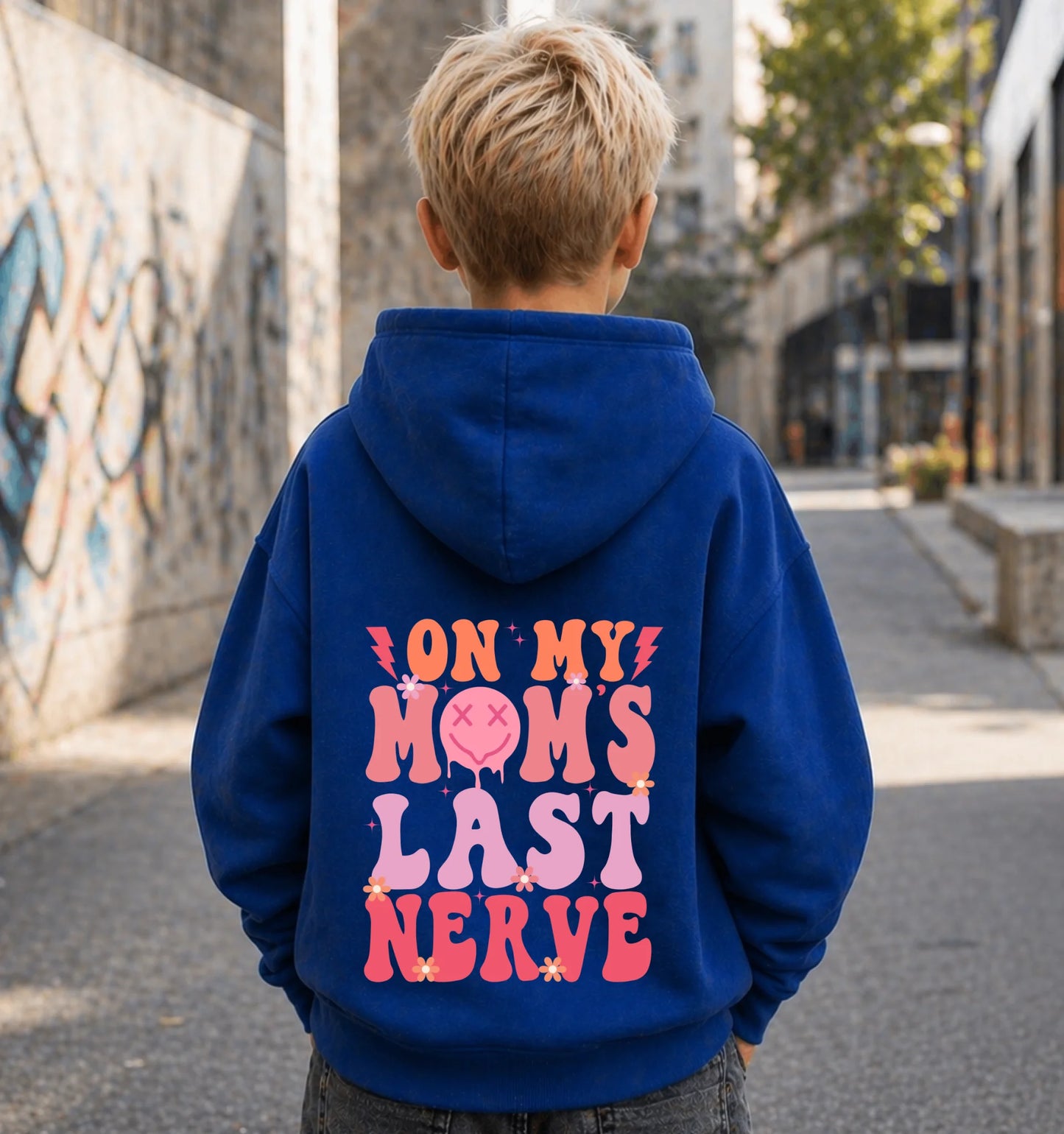 FamilySurprise-Kinderhoodie- junge-hinten-blau