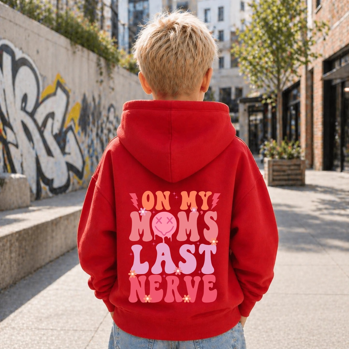 FamilySurprise-Kinderhoodie- junge-hinten-rot