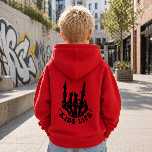 FamilySurprise-Kinderhoodie- junge-hinten-rot