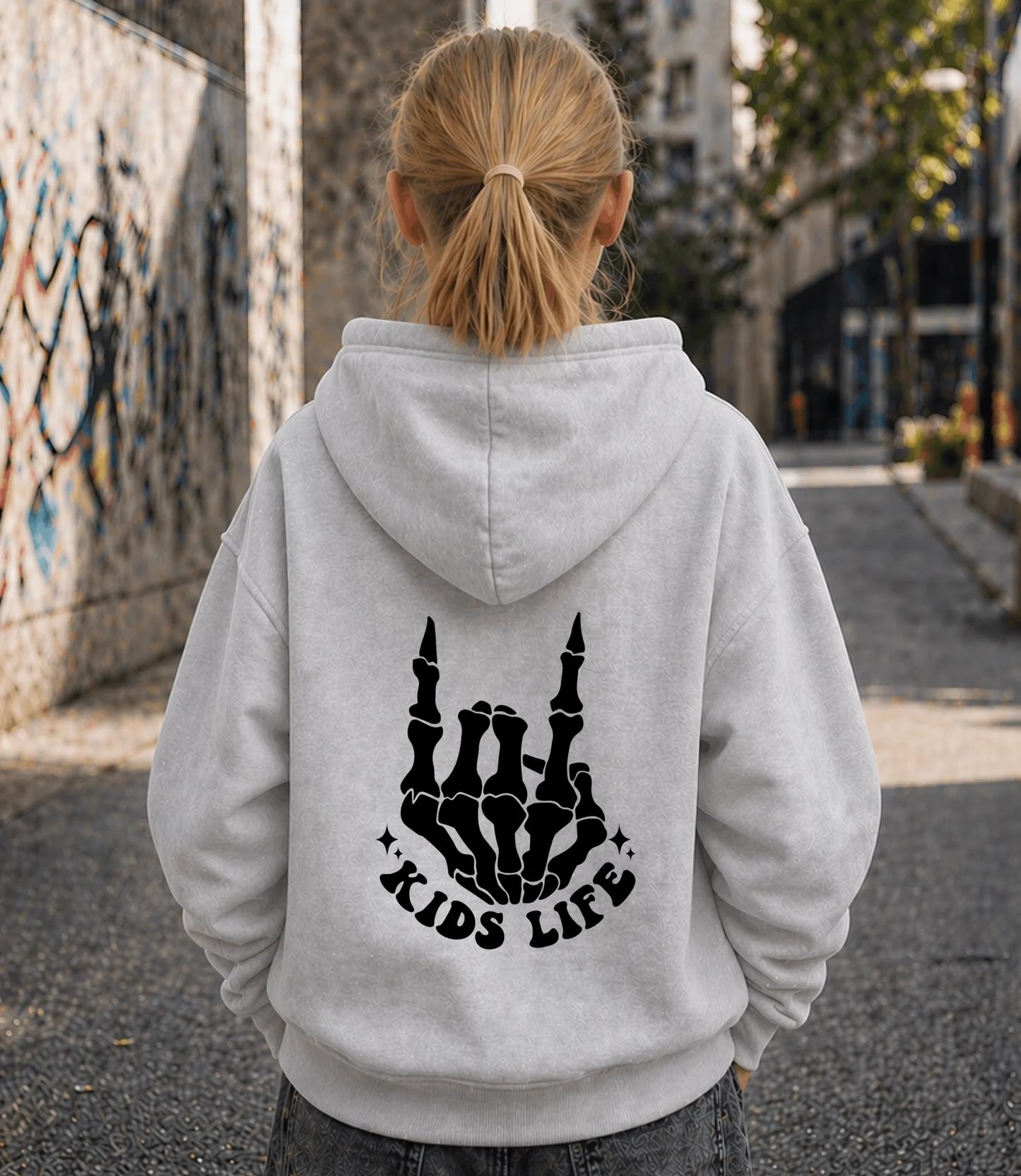 FamilySurprise-Kinderhoodie- mädchen-hinten-grau