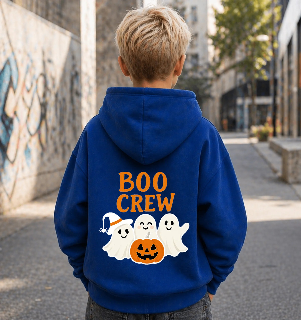 FamilySurprise-Kinderhoodie- junge-hinten-blau