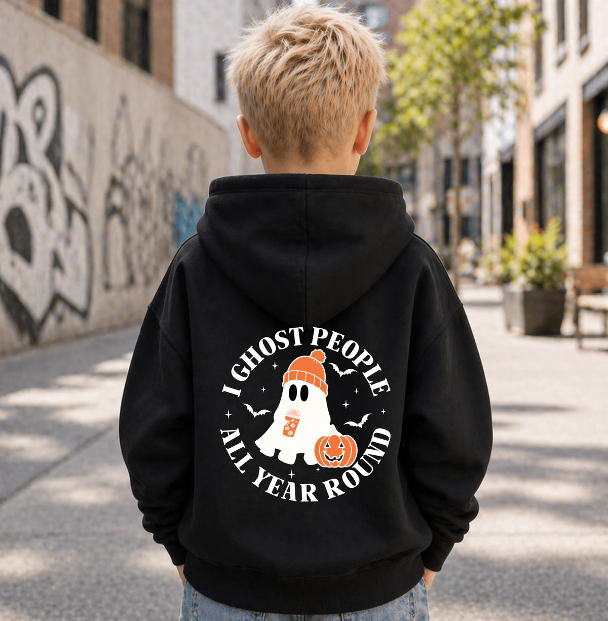 FamilySurprise-Kinderhoodie- junge-hinten-schwarz