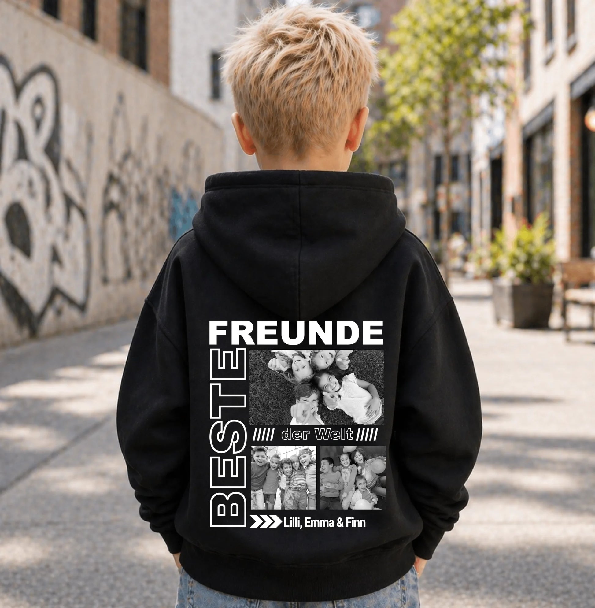 FamilySurprise-Kinderhoodie- junge-hinten-schwarz