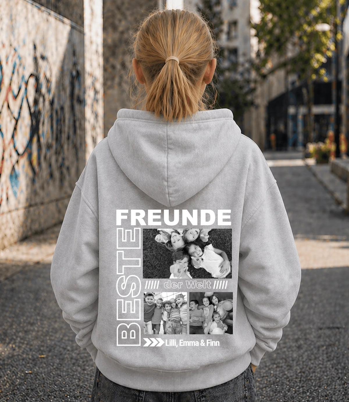 FamilySurprise-Kinderhoodie- mädchen-hinten-grau