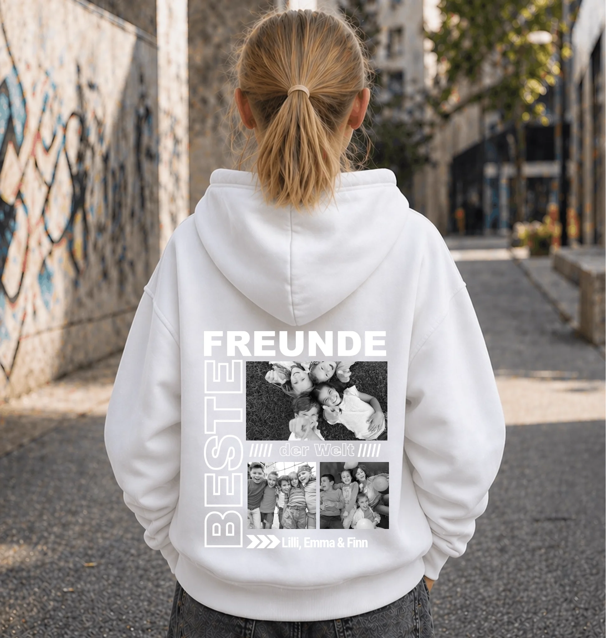 FamilySurprise-Kinderhoodie- mädchen-hinten-weiss