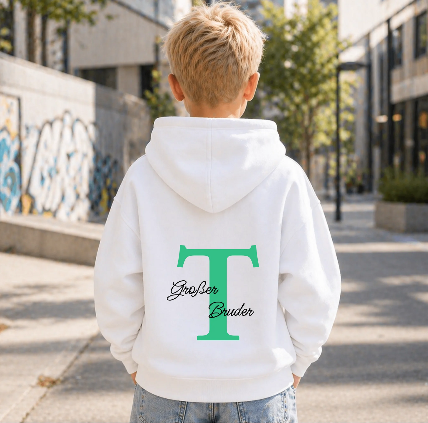 FamilySurprise-Kinderhoodie- junge-hinten-weiß
