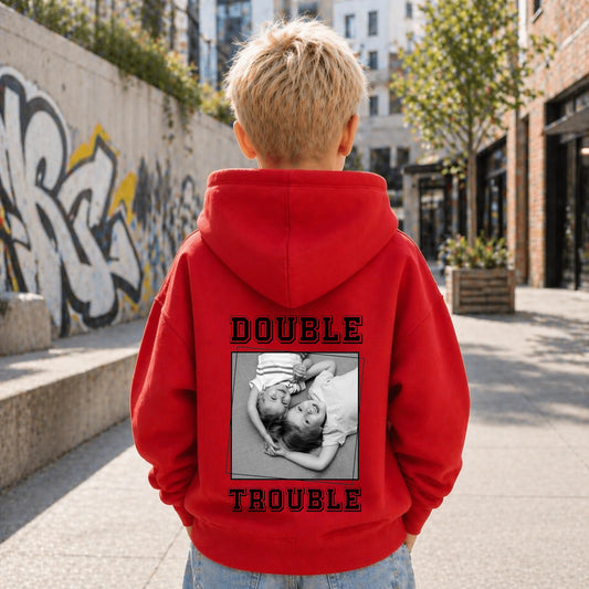 FamilySurprise-Kinderhoodie- junge-hinten-rot