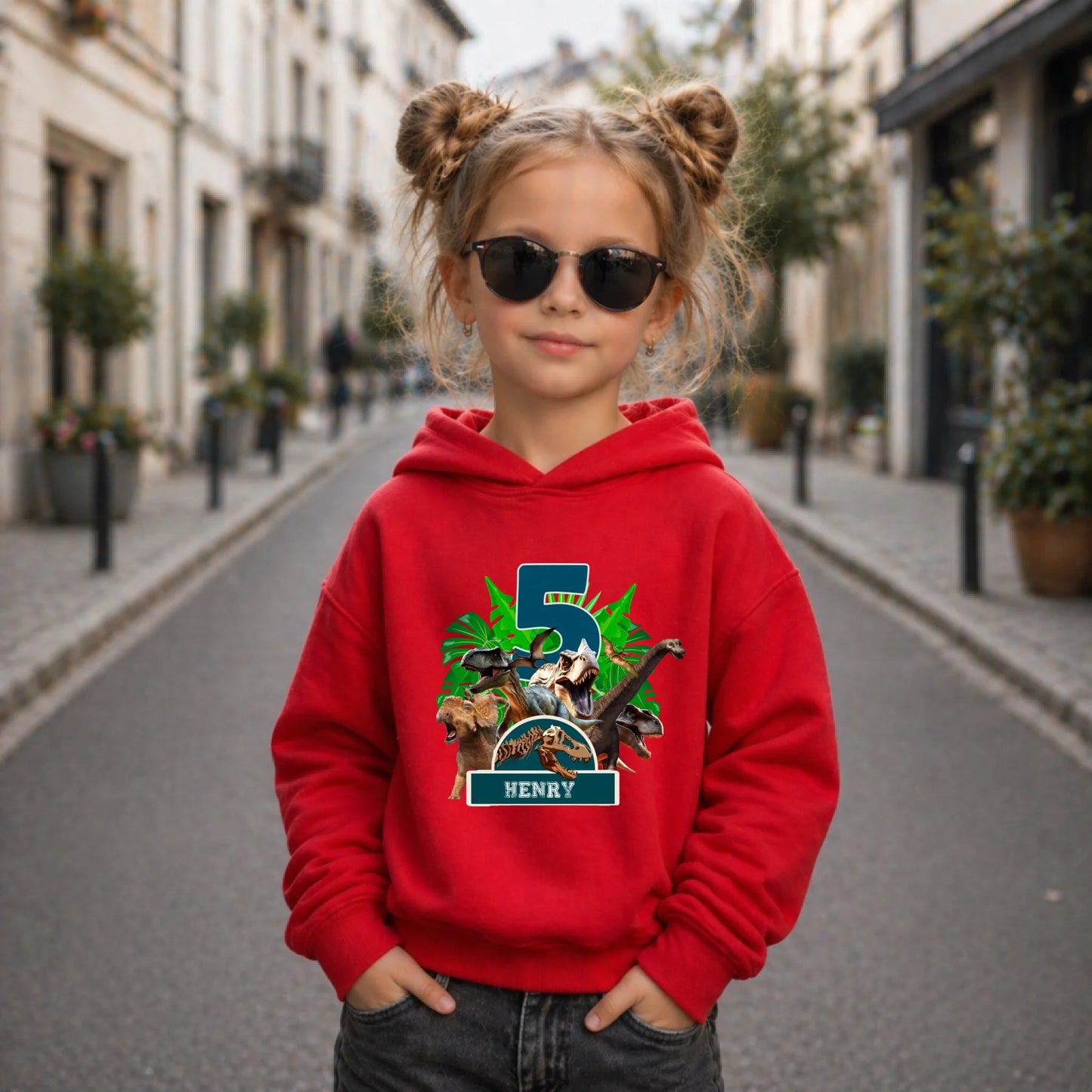 FamilySurprise-Kinder-Hoodie-vorne-mädchen-rot