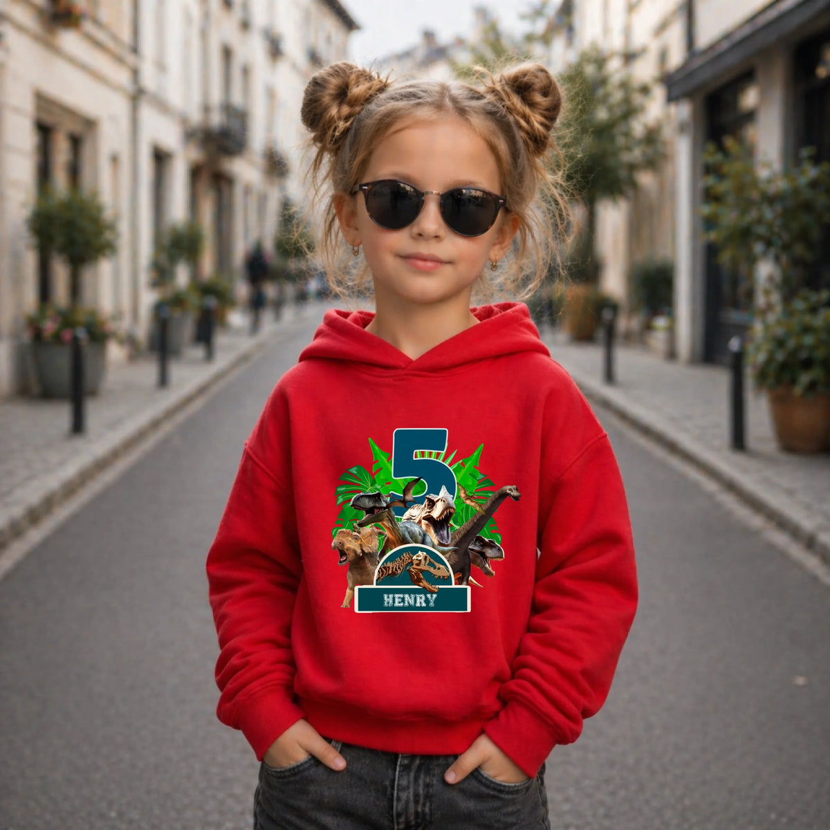 FamilySurprise-Kinder-Hoodie-vorne-mädchen-rot
