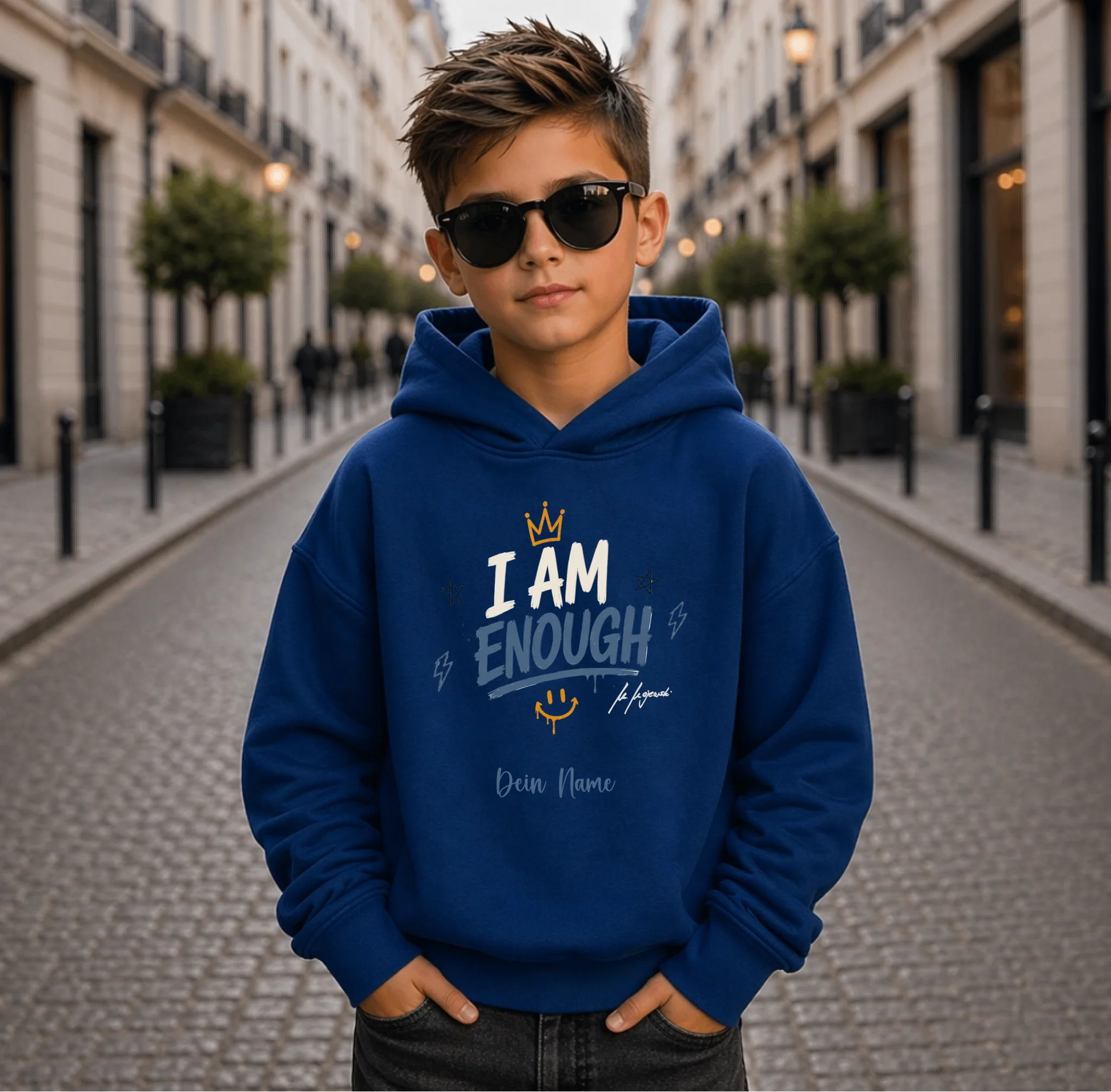FamilySurprise-Kinder-Hoodie-vorne-junge-blau
