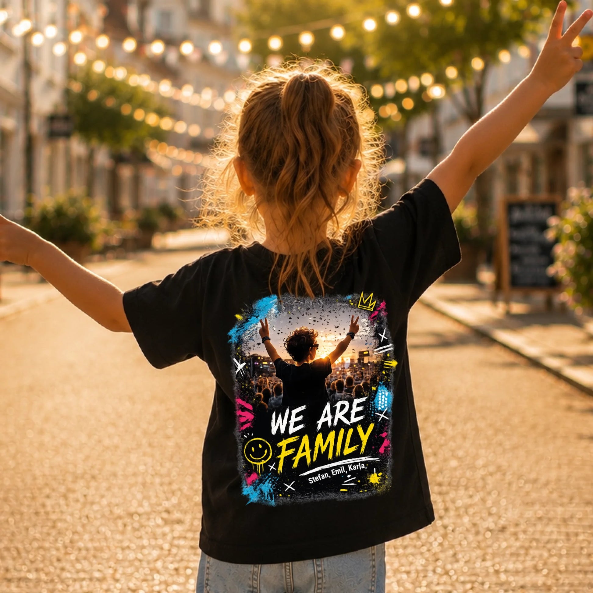 FamilySurprise-Eine-Stadt-Fest-Kindershirt-schwarz
