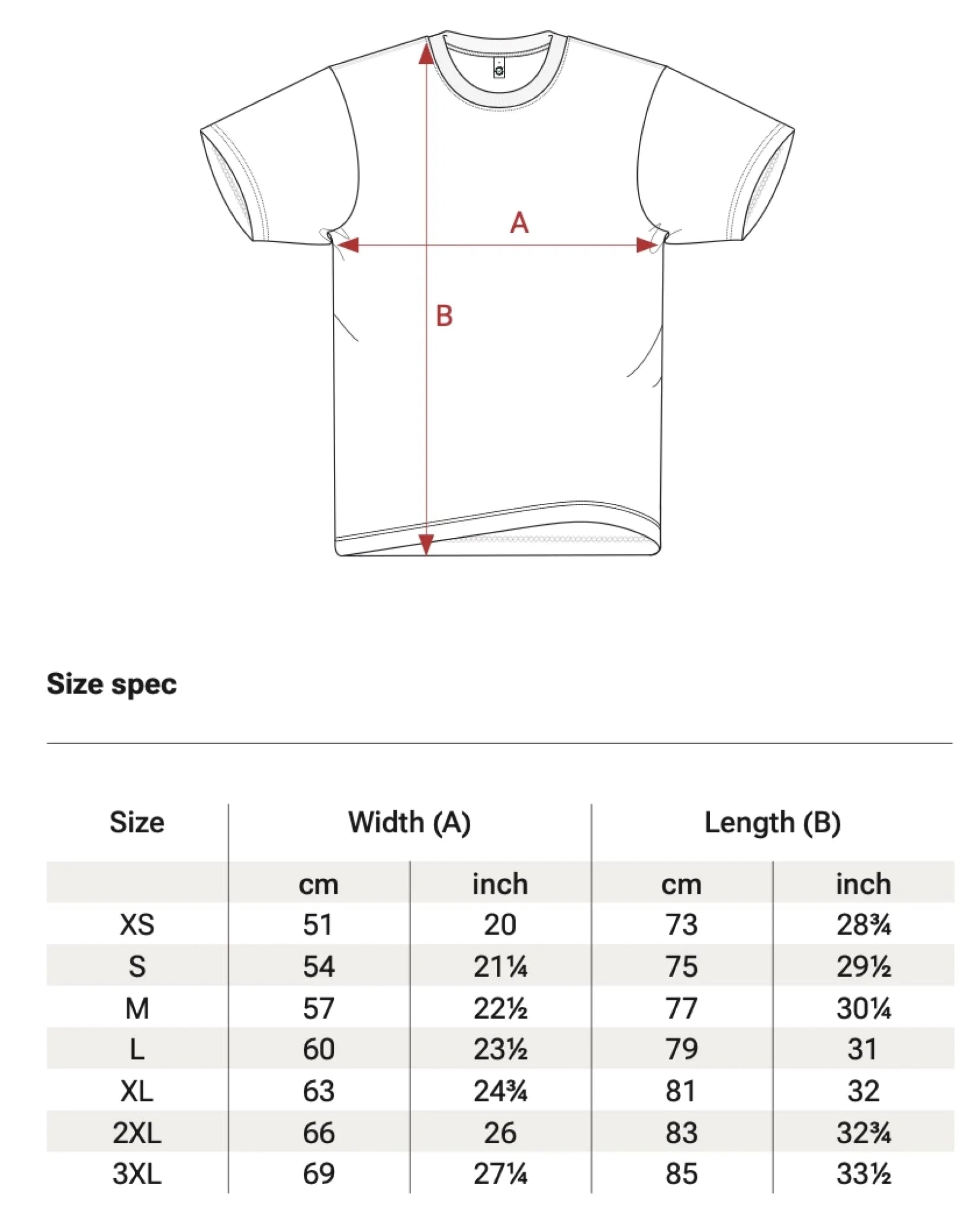 FamilySurprise Größentabelle Oversizeshirt