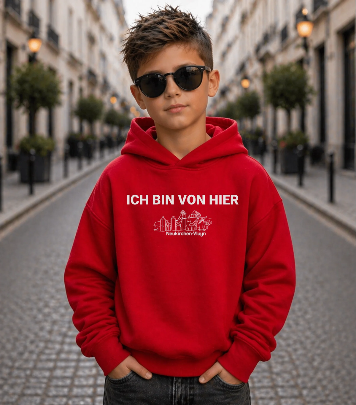 FamilySurprise-Kinder-Hoodie-vorne-junge-rot